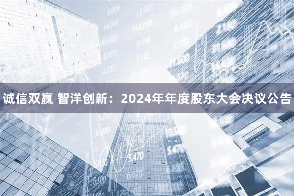 诚信双赢 智洋创新：2024年年度股东大会决议公告